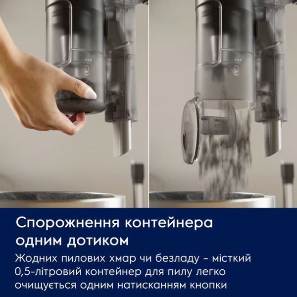 Пилосос Electrolux безпровідний, конт пил -0.5л, автон. робота до 50хв, вага-2.49кг, НЕРА12, 2 насадки, зелений (EP61CB21OG) 375594 фото