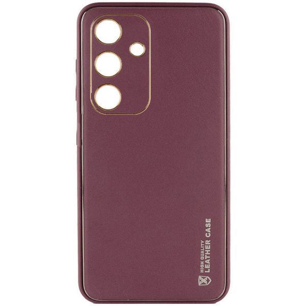 Шкіряний чохол Xshield для Samsung Galaxy S24 Бордовий / Plum Red 285977 фото