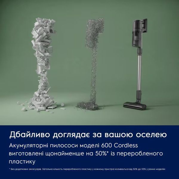 Пилосос Electrolux безпровідний, конт пил -0.5л, автон. робота до 50хв, вага-2.49кг, НЕРА12, 2 насадки, зелений (EP61CB21OG) 375594 фото