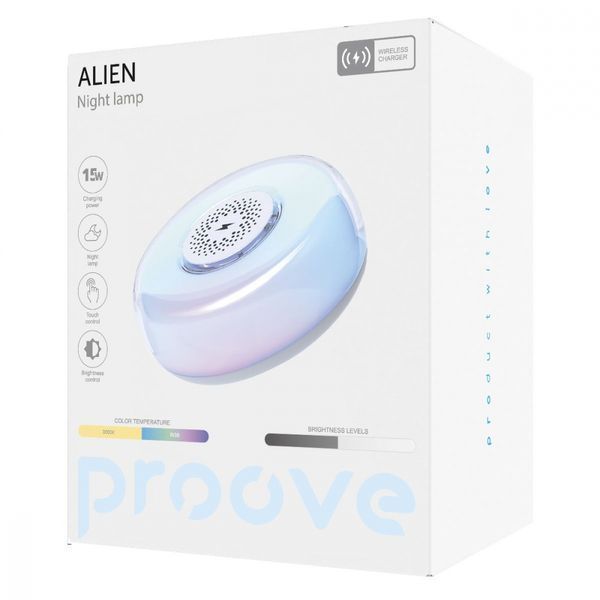 Нічник із Бездротовою Зарядкою Proove Alien (PLAR05002001) White 322163 фото