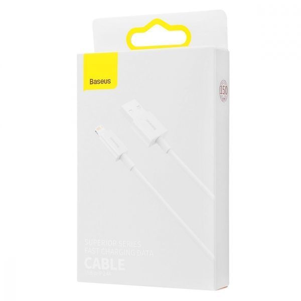 Кабель Baseus Superior Series Fast Charging Data USB кабель USB To IP 2.4 A 1.5 М (CALYS-B02) White 252292 фото
