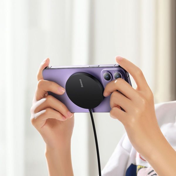 Бездротовий зарядний пристрій Baseus Simple Mini3 Magnetic Wireless Charger 15W (CCJJ040205) Purple 272647 фото