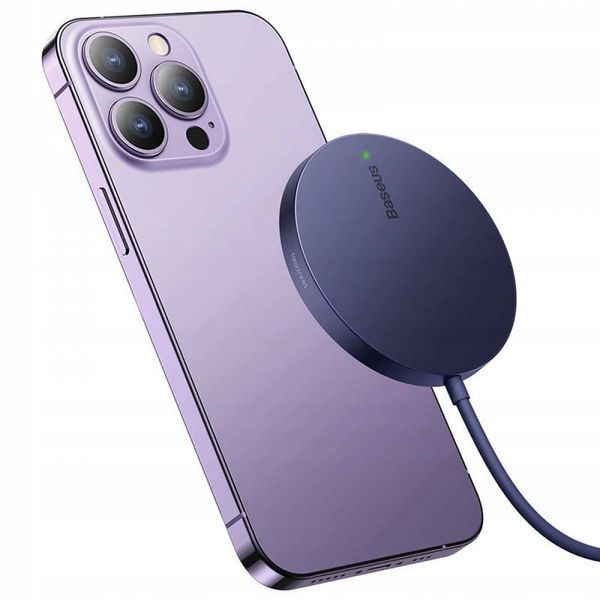 Бездротовий зарядний пристрій Baseus Simple Mini3 Magnetic Wireless Charger 15W (CCJJ040205) Purple 272647 фото