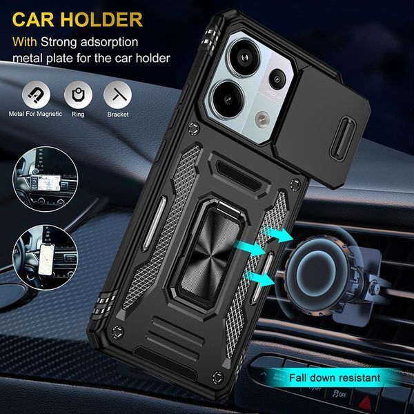 Ударостійкий чохол Camshield Army Ring для Xiaomi Redmi Note 13 Pro 4G / Poco M6 Pro 4G Чорний / Black 315923 фото