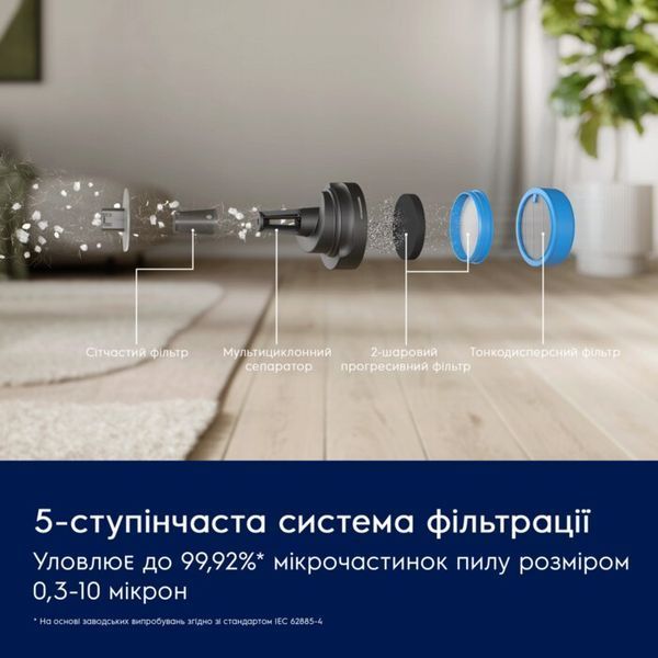 Пилосос Electrolux безпровідний, конт пил -0.5л, автон. робота до 50хв, вага-2.49кг, НЕРА12, 2 насадки, зелений (EP61CB21OG) 375594 фото