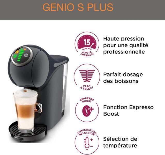 Кавоварка Krups капсульна Dolce Gusto Genio S Plus 0.8л, капсули, сенcорне керування, темно-сірий (KP340B10) 370179 фото