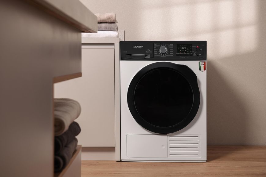 Сушильна машина ARDESTO тепловий насос Bianco Vero, 8кг, A+++, 63см, дисплей, інвертор, підсвіч.барабана, білий (DMI-8I) 374822 фото