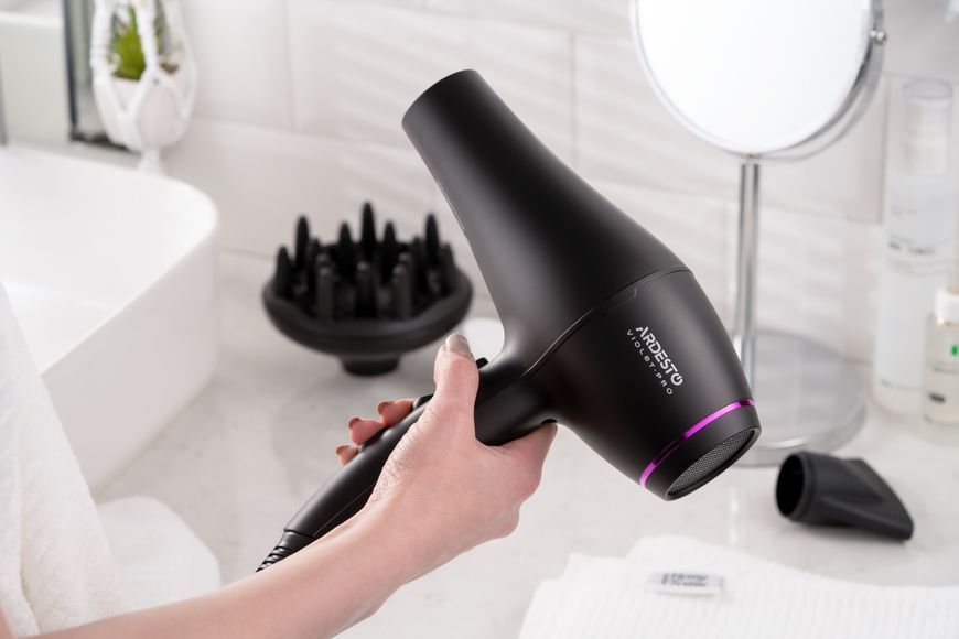 Фен Ardesto Violet PRO HD-Y222PRO, 1850-2200Вт, 2 швидкості, 3темп.режима, дифузор, чорний 370482 фото