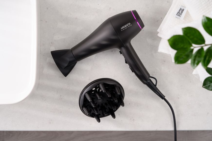 Фен Ardesto Violet PRO HD-Y222PRO, 1850-2200Вт, 2 швидкості, 3темп.режима, дифузор, чорний 370482 фото