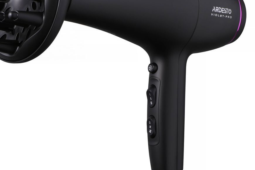 Фен Ardesto Violet PRO HD-Y222PRO, 1850-2200Вт, 2 швидкості, 3темп.режима, дифузор, чорний 370482 фото