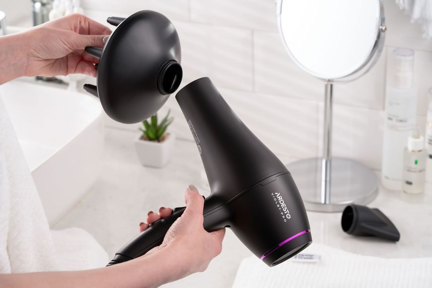 Фен Ardesto Violet PRO HD-Y222PRO, 1850-2200Вт, 2 швидкості, 3темп.режима, дифузор, чорний 370482 фото