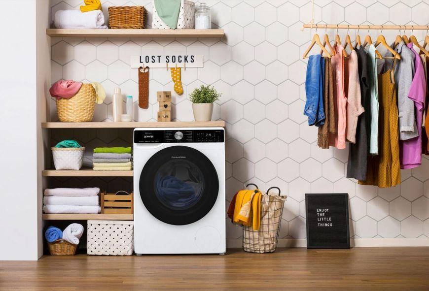 Пральна машина Gorenje фронтальна, 10кг, 1400, A+++, 60см, дисплей, інвертор, пара, Wi-Fi, підсвітка барабану, білий (WNS14A4TWIFI) 375482 фото