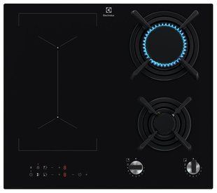 Варильна поверхня Electrolux комбінована (2 газ + 2 інд), 60см, розширена зона, чавун, чорний (KDI641723K) 369486 фото