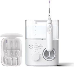 Іригатор Philips стаціонарний Sonicare Philips Sonicare Power Flosser 7000, чаша 600 мл, від мережі , чохол, 4 насадки , білий (HX3911/40) 367582 фото