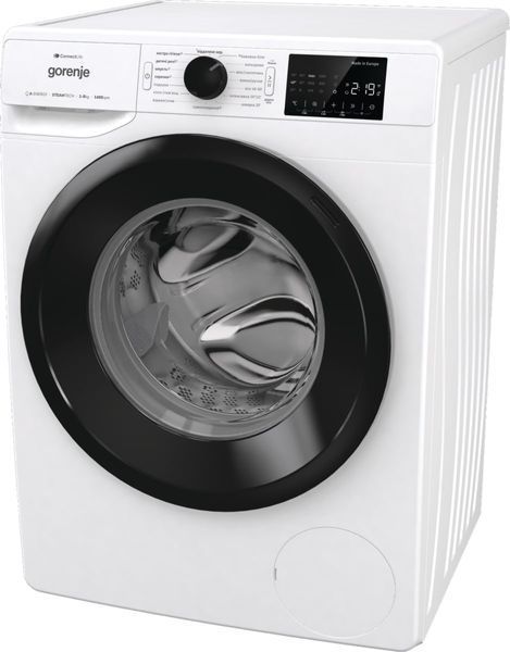 Пральна машина Gorenje фронтальна, 8кг, 1400, A+++, 55см, дисплей, інвертор, пара, Wi-Fi, білий (WPNEI84A1SWIFI) 375164 фото