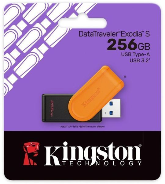 Флеш-пам'ять USB Kingston DataTraveler Exodia S 256GB Чорний + помаранчевий USB 3.2 (DTXS/256GB) 376914 фото