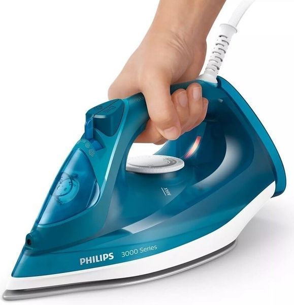 Праска Philips 3000 series, 2600Вт, 300мл, паровий удар -200гр, постійна пара - 40гр, керам. підошва, синій (DST3040/70) 374823 фото