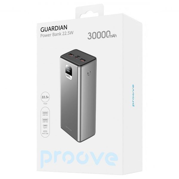 Портативна батарея Proove 30000mAh 22,5W Guardian (PBG322210004) Metal Gray 313609 фото