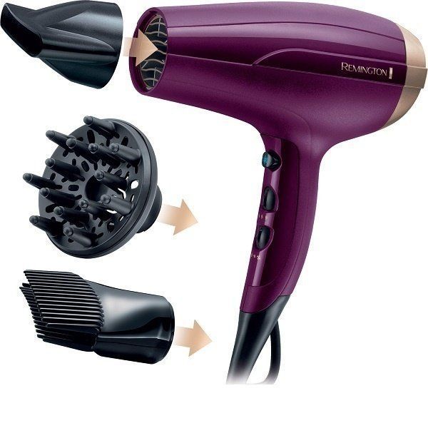 Фен Remington Your Style, 2300Вт, 3 режими, дифузор, насадка для прикорневого об'єму, іоніз-я, хол. обдув, фіолетовий (D5219) 380987 фото
