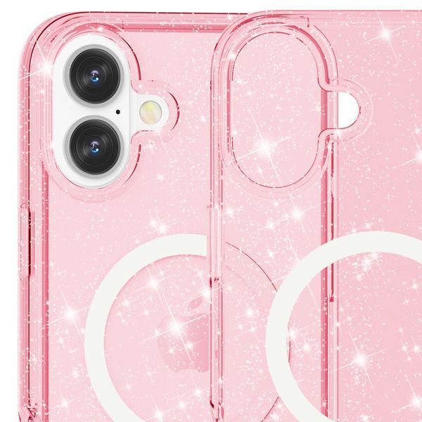 Чохол TPU Galaxy Sparkle (MagFit) для Apple iPhone 16 (6.1") Pink+Glitter 317020 фото