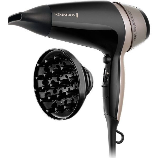 Фен Remington Thermacare Pro, 2100Вт, 3 режими, дифузор,турмалінова іоніз-я, хол. обдув, чорно-коричневий (D5715) 373062 фото