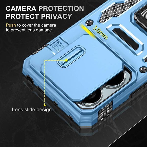 Ударостійкий чохол Camshield Army Ring для Xiaomi Poco X6 / Note 13 Pro 5G Блакитний / Light Blue 315924 фото