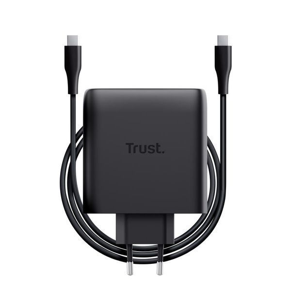 Зарядний пристрій мережевий Trust Maxo 100Вт, GaN, 2xUSB-C ,PD/PPS, чорний 393200 фото