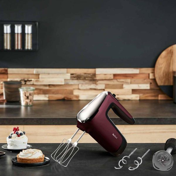 Міксер Tefal ручний Powermix Silence 600Вт, насадки-4, турборежим, бордовий (HT652538) 368481 фото