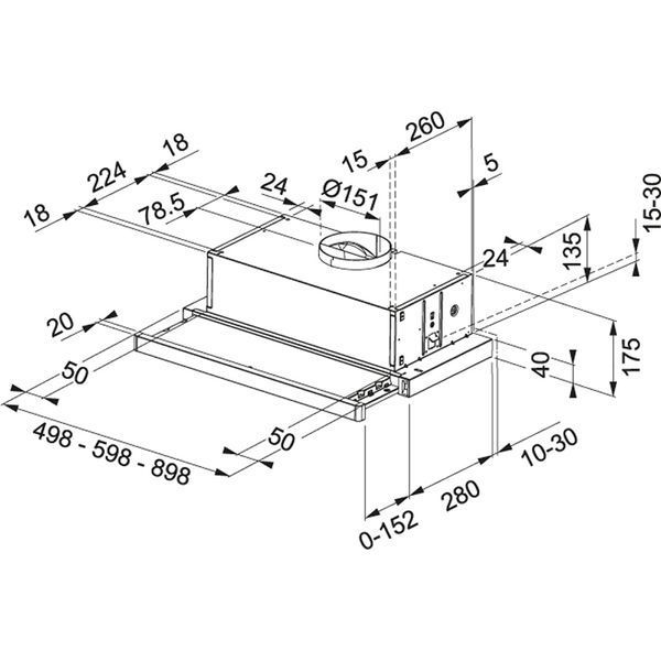 Витяжка Franke телескопічна, 50см, 518м.куб/год, Flexa FTC532LWH, білий 373926 фото