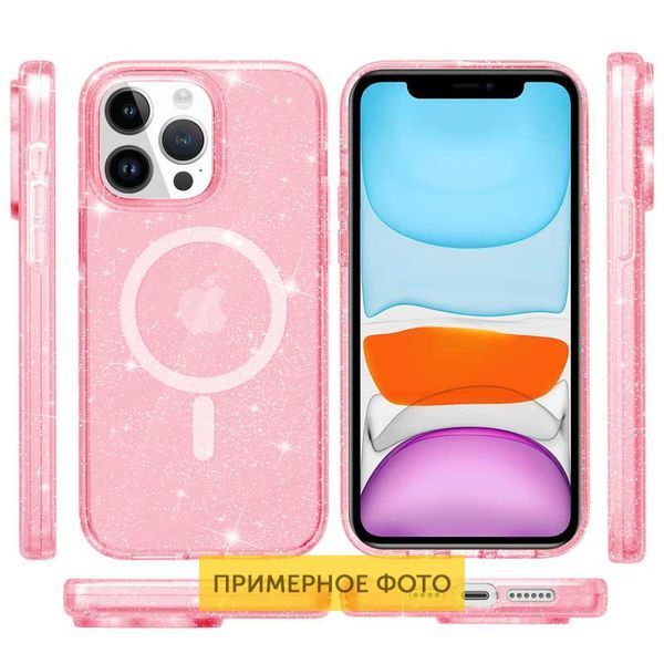 Чохол TPU Galaxy Sparkle (MagFit) для Apple iPhone 16 (6.1") Pink+Glitter 317020 фото