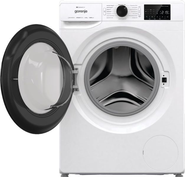 Пральна машина Gorenje фронтальна, 8кг, 1400, A+++, 55см, дисплей, інвертор, пара, Wi-Fi, білий (WPNEI84A1SWIFI) 375164 фото