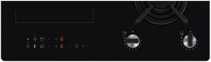Варильна поверхня Electrolux комбінована (2 газ + 2 інд), 60см, розширена зона, чавун, чорний (KDI641723K) 369486 фото
