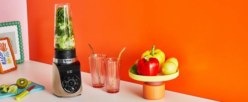 Блендер Tefal стаціонарний Blend UP, 1000Вт, чаша-700мл, тритан, чорно-золотистий (BL190AF0) 366297 фото