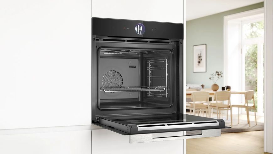 Духова шафа Bosch електрична, 71л, A+, дисплей, конвекція, пара, чорний (HSG7361B1) 370487 фото