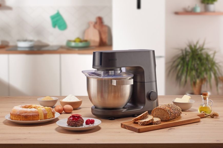 Кухонна машина Gorenje 1000Вт, чаша-метал, корпус-метал, насадок-7, сріблясто-чорний (MMC1000CA) 369726 фото