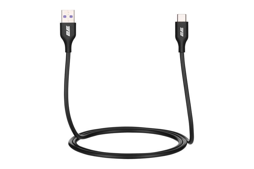 Кабель USB-A > USB-C заряджання/синхронізації 2E 1м, Type-C, Glow, чорний (2E-CCAC-BL) 363577 фото