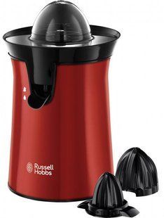 Соковитискач Russell Hobbs Colours Plus цитрус-прес 600Вт, 2 насадки в комплекті, пластик, червоний (26010-56) 363745 фото