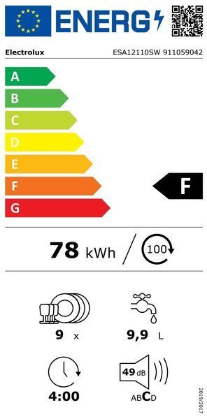 Посудомийна машина Electrolux, 9компл., F, 45см, інвертор, білий 397191 фото