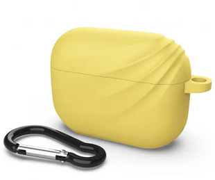 Чохол для навушників Silicon Case Airpods Pro карабин волна Yellow 215167 фото