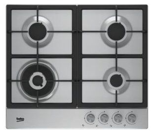 Варильна поверхня Beko газова, 60см, чавун, нерж (HIAW64225SX) 369499 фото