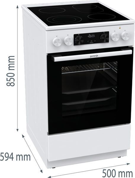 Плита Gorenje електрична склокерамічна, 70л, 50x60см, дисплей, приготування з паром, програматор, білий (GECS5C70WA) 374097 фото