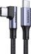 Кабель UGREEN US334 USB-C 2.0 To Angled USB-C M/M Cable Aluminium Shell With Braided 2m Black (70645) 278854 фото 1