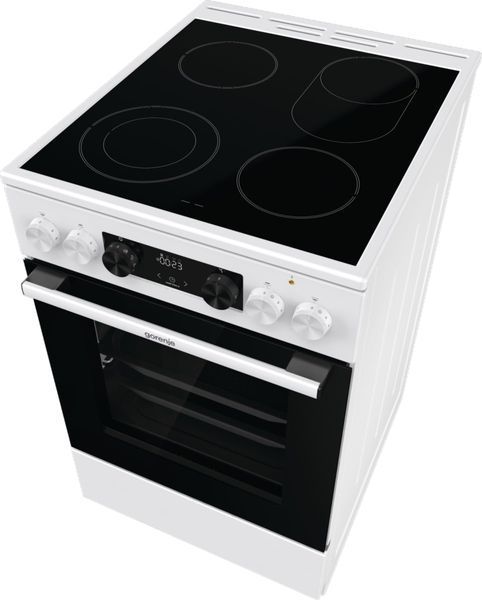 Плита Gorenje електрична склокерамічна, 70л, 50x60см, дисплей, приготування з паром, програматор, білий (GECS5C70WA) 374097 фото