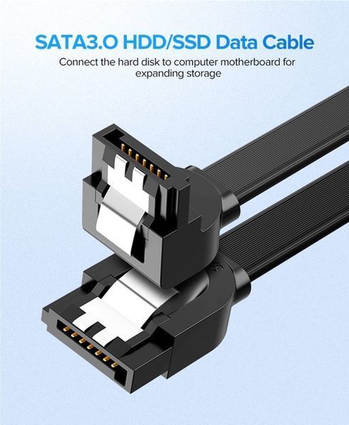 Кабель UGREEN US217 Angled SATA 3 Data Cable 0.5m Black (30797) 278836 фото