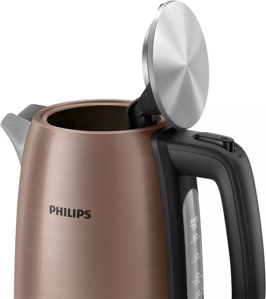 Електрочайник Philips Viva Collection 1.7л, метал, LED підсвітка, мідно-чорний (HD9355/92) 369208 фото
