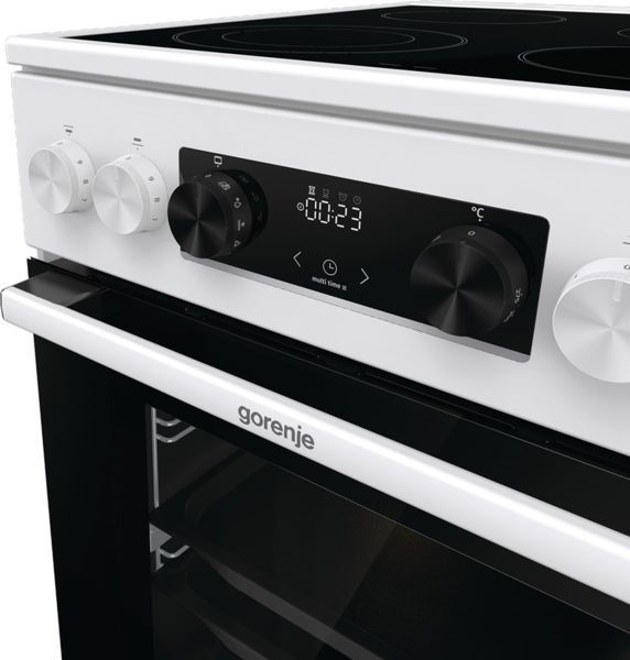 Плита Gorenje електрична склокерамічна, 70л, 50x60см, дисплей, приготування з паром, програматор, білий (GECS5C70WA) 374097 фото