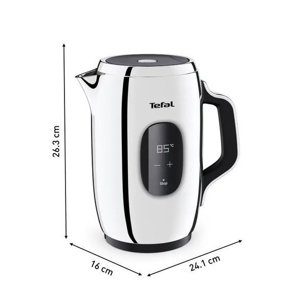 Електрочайник Tefal Majestuo 1.5л, з подвійними стінками, 9 темп.реж, підтримка температури, сенc. управління, нержавіюча сталь (KI883D10) 373164 фото