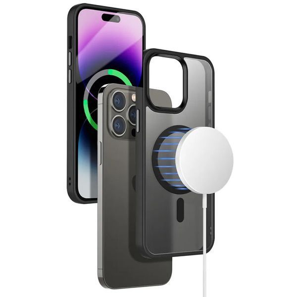 TPU+PC чохол Metal Buttons with MagSafe Colorful для Apple iPhone 12 Pro Max (6.7") Чорний 273292 фото
