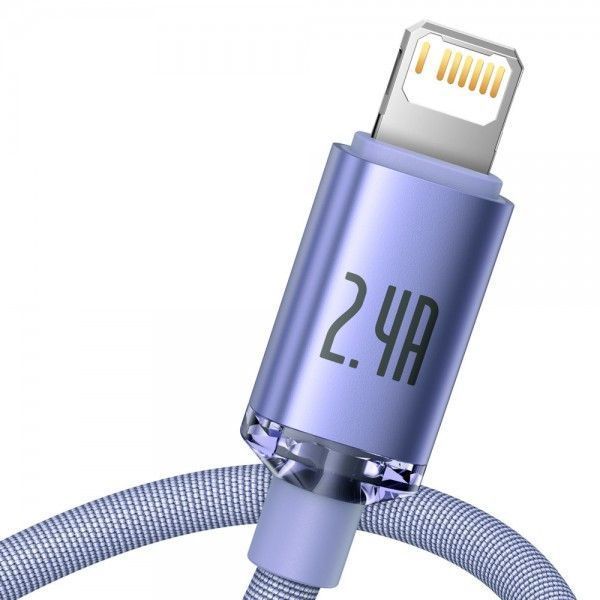 Кабель Baseus Crystal Shine Series Fast Charging Data USB кабель USB To IP 2.4A 2m (CAJY000105) Purple 260553 фото