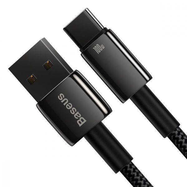 Кабель Baseus Tungsten Gold Fast Charging USB to Type-C 100W (2m) (CAWJ000101) black 396910 фото